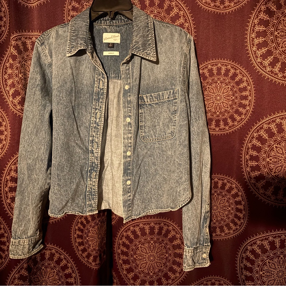 Universal Thread Denim Blue Button-Down Shirt - image 1